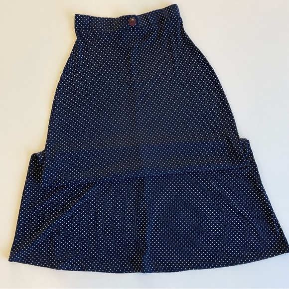 Vintage Espressa Navy & White Polka Dot Maxi Skirt | Stretch | Retro Chic | M - Picture 5 of 8